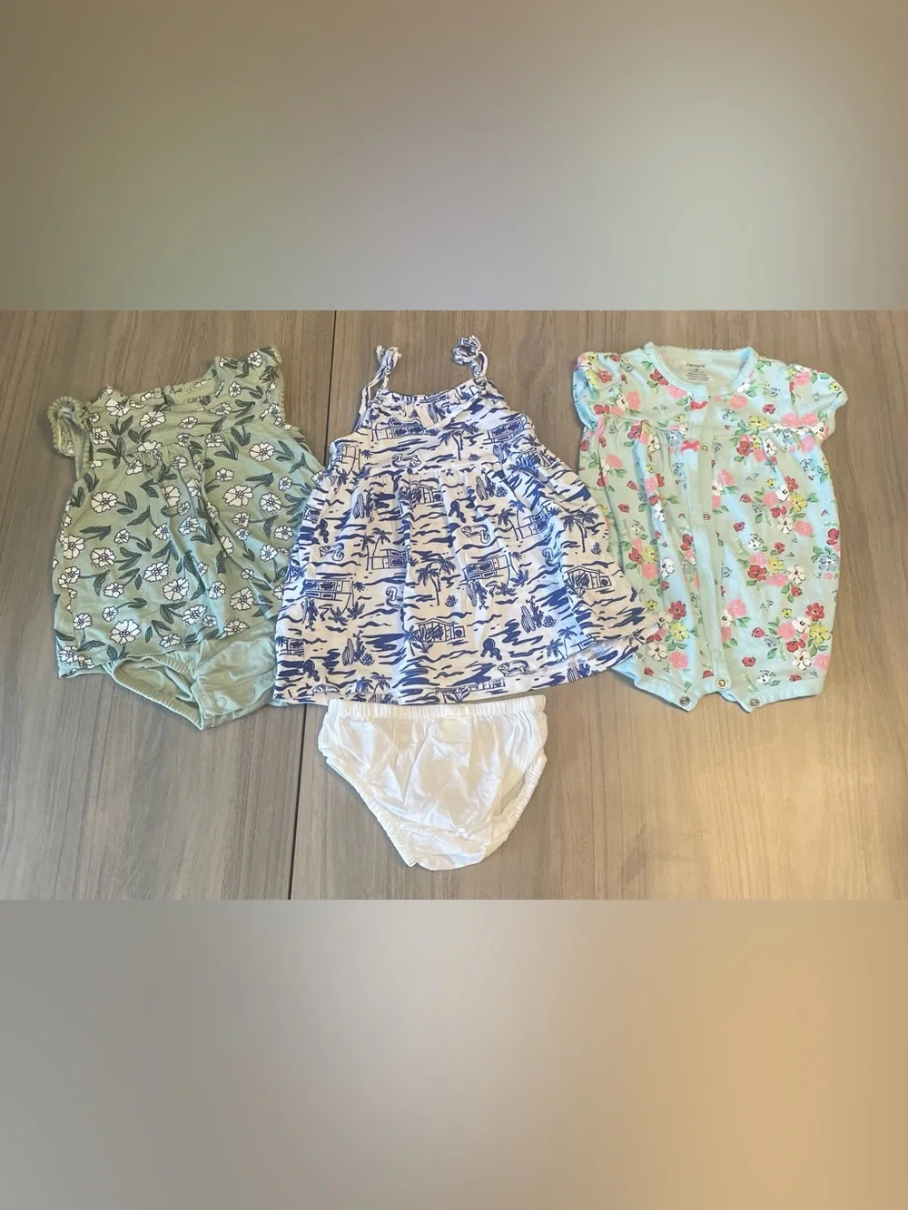 3 Piece Baby Girl Summer Outfit Lot Size 6 Months Romper Dress Bodysuit